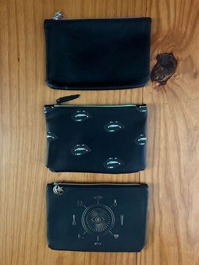 Ipsy Lot of 3 Black Magic Glam Bag Trio with Gothic and Spooky Charms & Prints
